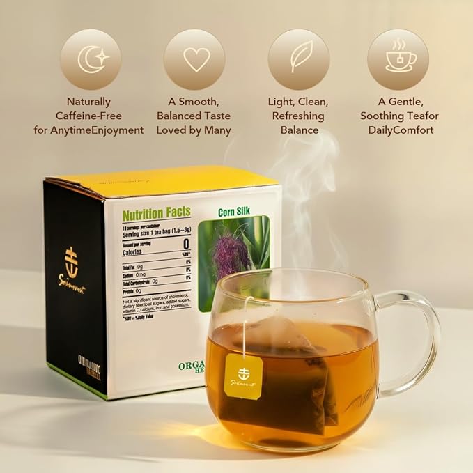 Soilmount - Corn Silk Tea - |Corn Stigma Tea|Yu mi xu|玉米须|옥수수 수염| - Pure Herbal Tea - Natural, Organic, Non-GMO, Clean Ingredients, Caffeine Free (18 Tea Bags, Box 1)