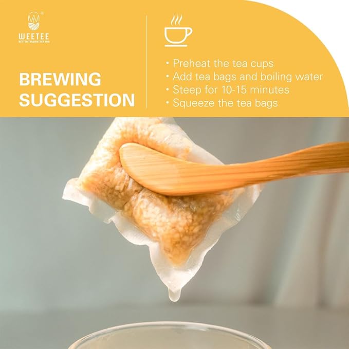 WT WEETEE Organic Ginger Tea Bags, 100% Pure Ginger Root Tea 100 Count, Caffeine Free, No Spices, No Flavors