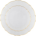 PLASTICPRO 96 Piece Clear WithGold Rim Aristocratic Combo Plastic Dinner Plates Disposable Plastic Fancy Heavy Duty Party Dishes 48, 7'' inch and 48, 10'' inch, Clear With Gold Rim