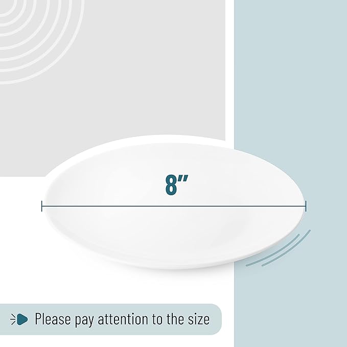 BTaT- White Dessert Plates, 8 inch, Set of 12, Small Plates for Appetizers