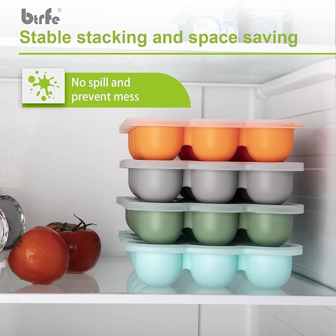 Baby Food Storage Container - 1.5oz x 12 Pods Silicone Freezer Tray with Lid for Homemade Baby Food, Fruit Purees, Vegetable & Breast Milk (Green)