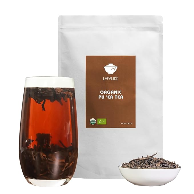 LAPALIDE 7.05 Oz Puerh Tea Loose Leaf, USDA Organic Pu erh Tea, Yunnan Puerh loose leaf Mellow and Rich, Pu'er Ancient Tree tea Leaves Using Dry Storage