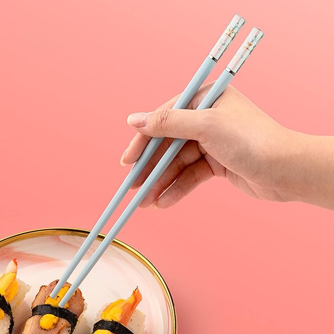 Chopsticks Reusable Dishwasher Safe, Premium Japanese Chinese Korean Non-slip Chopsticks, Lightweight, 9.6 inches - Colorful Sakura Gift Chop sticks, 5 Pairs