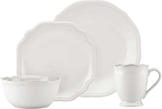 Lenox White French Perle Bead 4Pc Place Setting, 6.45 LB