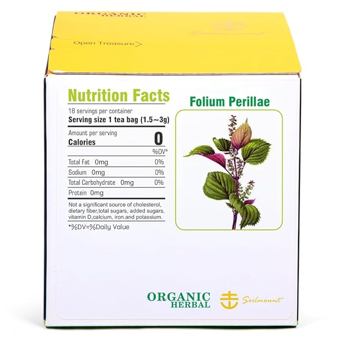 Soilmount - Perillae Folium tea - |Perilla Frutescens|Zisuye|紫苏叶|자소엽| - Pure Herbal Tea - Natural, Organic, Non-GMO, Clean Ingredients, Caffeine Free (18 Tea Bags, Box 1)