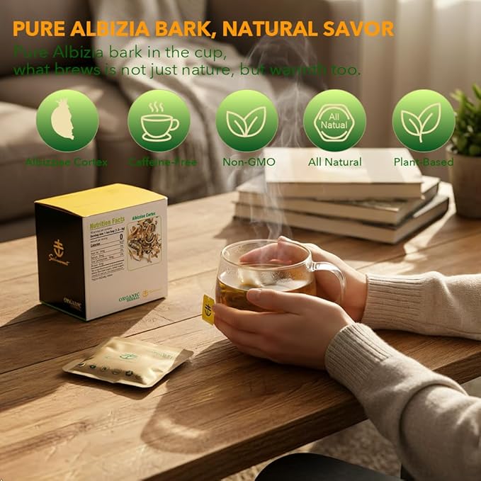 Soilmount - Albizziae Cortex Tea - |Mimosa Tree Bark|合欢皮|Hehuanpi|합환피| - Pure Herbal Tea - Natural, Organic, Non-GMO, Clean Ingredients, Caffeine Free (18 Tea Bags, Box 1)