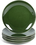 vicrays Ceramic Round Plates Set of 6 - Porcelain 10 inch Dinner Plates for Salad Dessert Appetizer Bread - Microwave Oven and Dishwasher Safe - Green