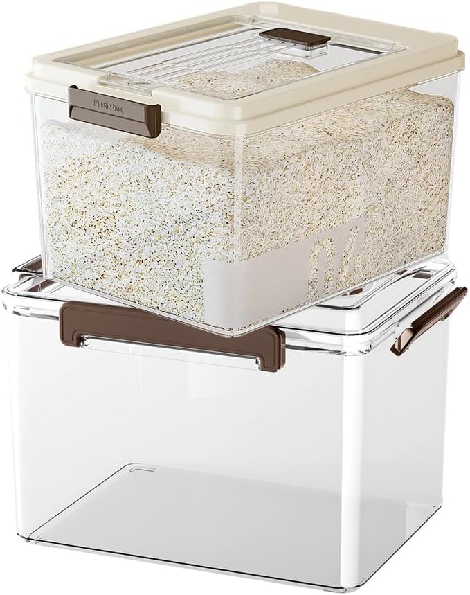 Flour Storage Container 20 lbs + 30 lbs Airtight Rice Dispenser with Lids, BPA Free, kitchen organizers for Flour, Rice, Grain, 50LBS Total