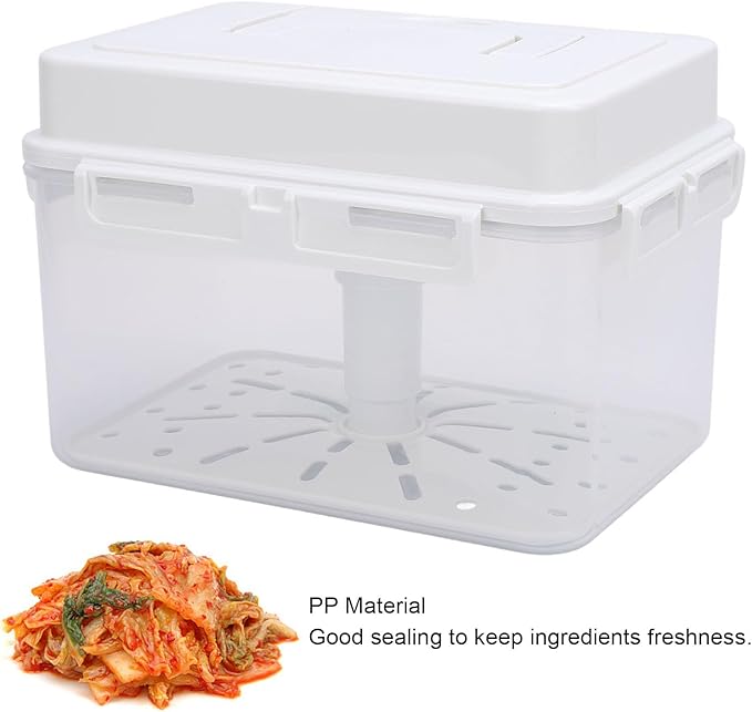 Kimchi Fermentation Container, Airtight Fermentation Jar Clear Pickle Kimchi Press Ferment Storage Container for Home Kitchen (4L)