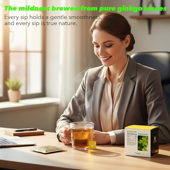 Soilmount - Ginkgo Leaf Tea |Ginkgo Biloba|Yin xin ye cha|Herbal Tea - 18 Tea Bags per Box, Naturally Refreshing, Ideal for Daily Enjoyment