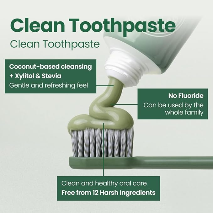 1950 Jeju Original Green Tea Toothpaste, Jeju Green Tea, Fluoride-Free Natural Formula with Hydroxyapatite, Sensitive Teeth, Gum Care, Brightening, Remineralizing, SLS-Free, Green Tea Taste (3.5 oz)