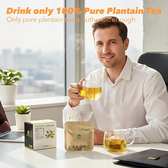 Soilmount - Plantain Leaf Tea - |Plantago Major|cheqiancao|车前草/질경이| - Pure Herbal Tea - Natural, Organic, Non-GMO, Clean Ingredients, Caffeine Free (18 Tea Bags, Box 1)
