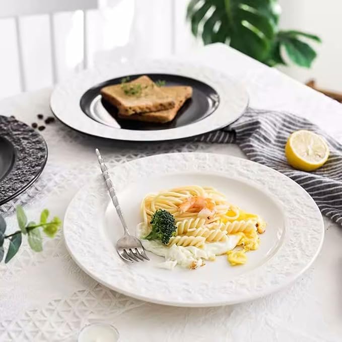 Dining Plates Nice-Looking Dish Plate, Pasta, Western-Style Steak Plate, Simple Home European-Style Ceramic Tableware, Light Luxury Dinner Plate Ceramic Dinner Plates(C)