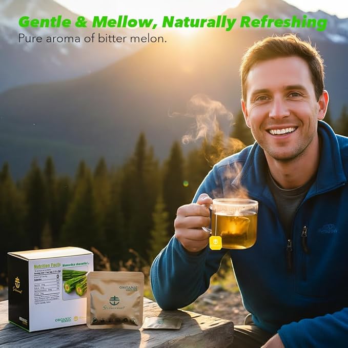 Soilmount - Bitter Melon Tea - |Ku Gua|苦瓜|여주| - Pure Herbal Tea - Natural, Organic, Non-GMO, Clean Ingredients, Caffeine Free (18 Tea Bags, Box 1)