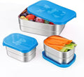 Tanjiae 3 CUP+1 CUP Stainless Steel Lunch Snack Containers Set | Leak Proof 304 Stainless Steel Food Containers with Silicone Lids - Perfect Metal Lunch Box for Home and Travel (25oz+8oz*2)