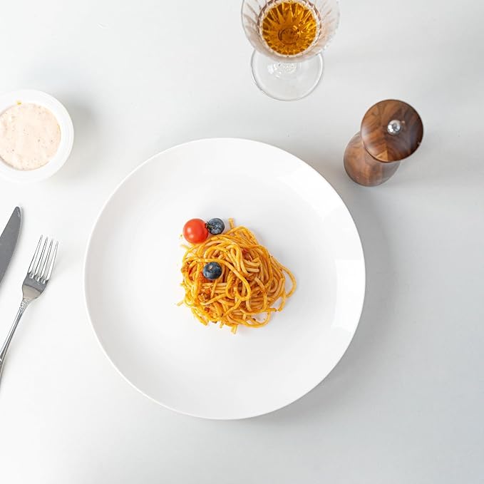 White Dinner Plates Set of 6, 11 Inch Ceramic Plates – White Porcelain Dinner Plates for Kitchen, Serving & Everyday Use, Microwave & Dishwasher Safe