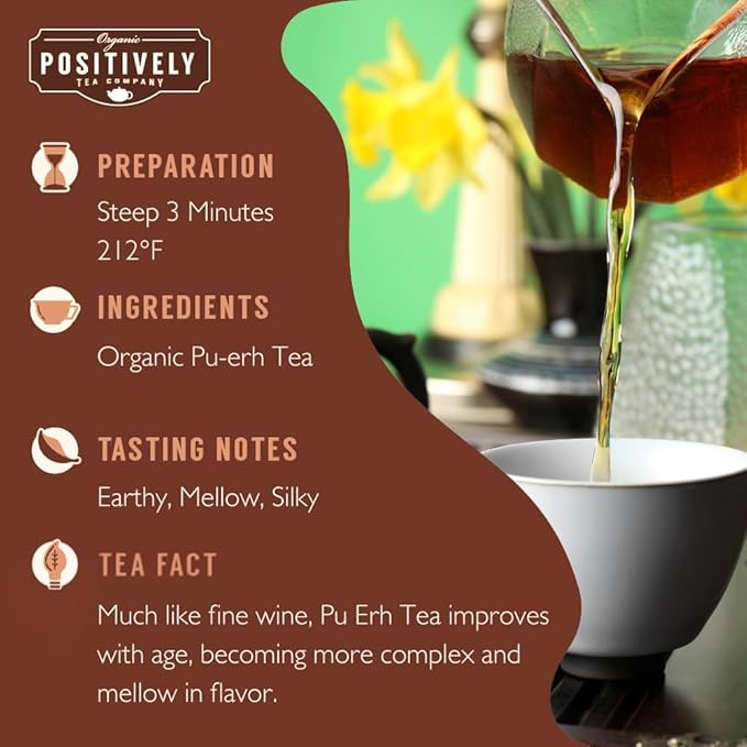 Organic Positively Tea Company, Pu-Erh Tea, Loose Leaf, 16 Ounce
