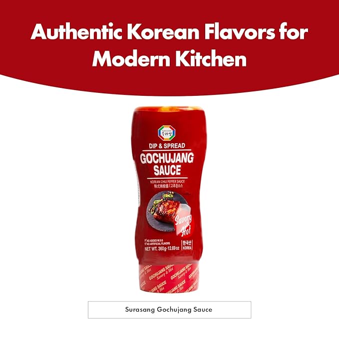 Surasang Gochujang Sauce - Authentic Korean Sweet & Savory Spicy Red Chili Sauce - No MSG, No Artificial Flavors - 12.69 Oz