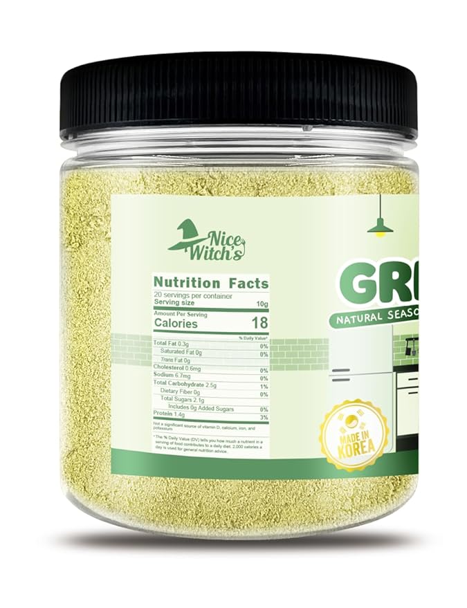 NICE WITCH'S Korean 100% Pure Green Onion Powder 7.05oz / 200g - All-Natural Flavor for Soups, Sauces, and Seasonings 대파분말 (Green Onion)