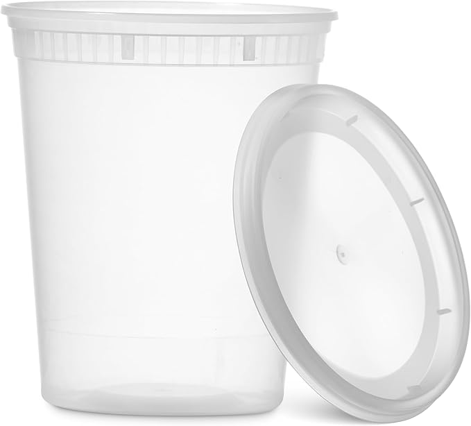 24 Pack -32 Oz Plastic Deli Containers with Lids - Food Storage Containers with Lids - Clear Disposable Airtight Meal Prep Containers, BPA Free, Stackable, Leakproof, Microwave and Freezer Safe