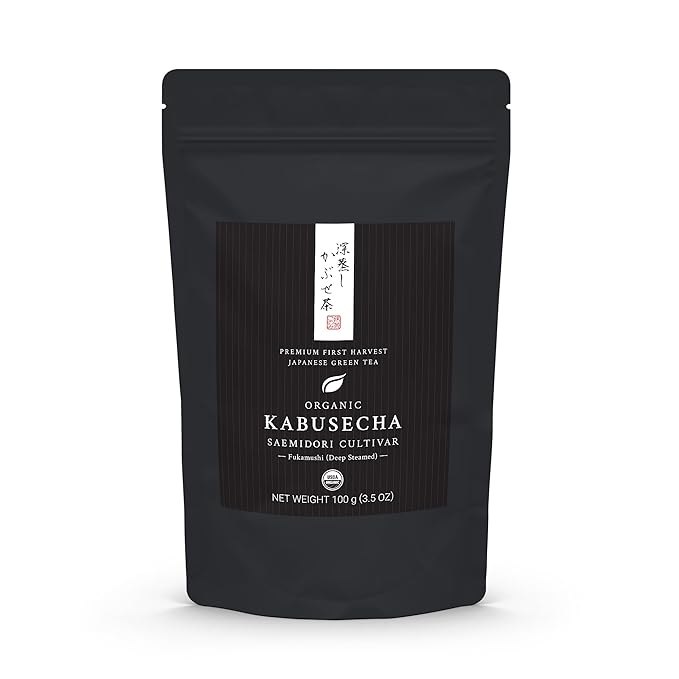 Organic Japanese Kabusecha - First Harvest Saemidori Cultivar - Fukamushi Deep Steamed - Shade Grown Sencha - Loose Leaf Green Tea - USDA Certified - 100g (3.5oz) bag