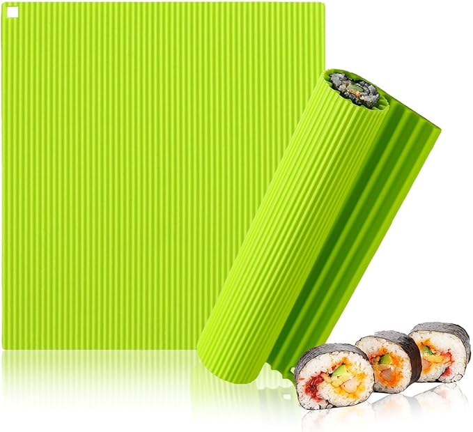 Premium Silicone Sushi Making Kit, 8.6x7.8 Inch Non-Slip Sushi Rolling Mat for Beginners & Kids, Food-Grade DIY Sushi Roller with Easy-Clean Design, Sushi Accessories for Home Kitchen