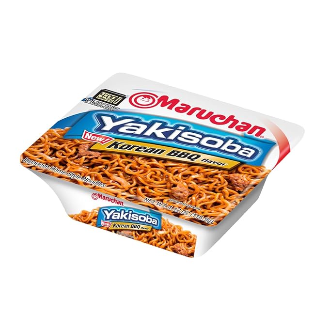 Maruchan Yakisoba, Korean BBQ Flavor – Stir-Fried Japanese Instant Ramen Noodles, High Protein Microwavable Meal – 4.12 Oz. (8 Pack)