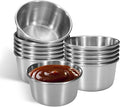 Huakaile 12 Pcs 2 oz Stainless Steel Dipping Sauce Cup, Mini Dip Bowls, Reusable Metal Condiment Cups Ramekins Containers for Ketchup Dressing Home Party Restaurant Kitchen (12PCS Silver)