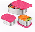 Tanjiae Stainless Steel Lunch Box for Kids | Leak Proof 304 Stainless Steel Snack Containers with Silicone Lids - Perfect Metal Food Containers Set for Kids and Toddlers (25oz+8oz*2)