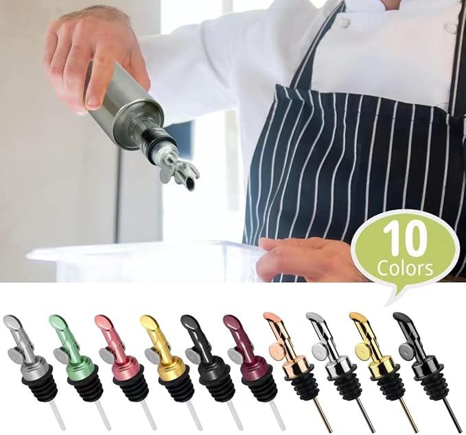 Olive oil dispenser spout, pour spouts，304stainless steel automatic opening and closing spout, leak-proof, for olive oil, vinegar, wine and other liquid bottles (304gold)