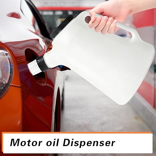 5 Quart Oil Jug with Spout Motor Oil Dispenser Oil Measuring Container Automotive Funnels Set Translucent Plastic 2 Pack