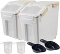 Saim Large Flour Storage Container Bin 50lb, 2Pack Airtight Rice Storage Containers with Wheels Seal Locking Lid, Dry Food, Sugar, Baking Supplies, Rice Dispenser Set with Measuring Cup & Scoop - Grey