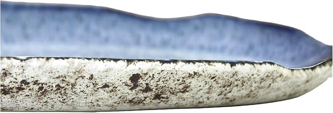 roro Rustic Handmade Ceramic Stoneware Oval Plates, Reactive Blue, Set of 2 – Textured Finish Artisan Serving Plates
