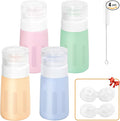4Pcs Condiment Squeeze Bottles for Sauces, Leakproof Salad Dressing Container to Go, Small Silicone Squeeze Bottles with Brush, Condiment Containers Dispenser for Ketchup Hot Sauce Lunch Travel, 2 Oz