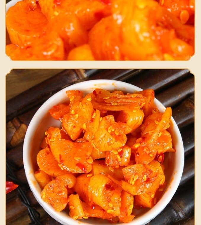 Spicy and crispy dried radish, Korean sweet and spicy kimchi, mixed pickled vegetables, side dishes, chili sauce, Laba garlic, seasoning, Chinese specialty, condiment (Spicy dried radish 168g,1 can)