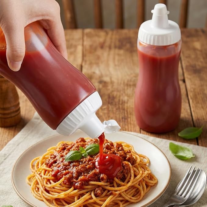 3 Pack Condiment Squeeze Bottle Flip-top Refillable Container for Honey/Ketchup/Sauce, Leak-proof Salad Dressing Dispenser Bottle, 17oz Wide-mouth Kitchen Condiment Dispensers