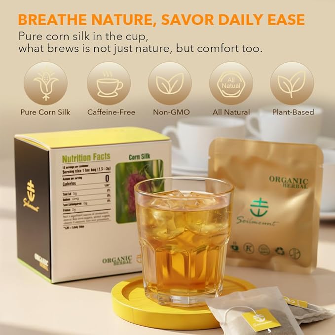 Soilmount - Corn Silk Tea - |Corn Stigma Tea|Yu mi xu|玉米须|옥수수 수염| - Pure Herbal Tea - Natural, Organic, Non-GMO, Clean Ingredients, Caffeine Free (18 Tea Bags, Box 1)