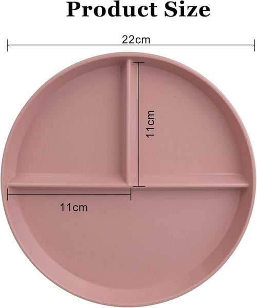 9 Inch Divided Plates for Adults, 2 Pcs Portion Control Plate, Reusable Dinner Plates Dishwasher and Microwave Safe (Color pink)
