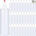 Irenare 30 Pack Plastic Condiment Squeeze Bottles for Sauces Empty Squirt Bottle with Top Cap for Condiment BBQ, Dressing, Paint, Workshop, Crafts(Red,16 oz)