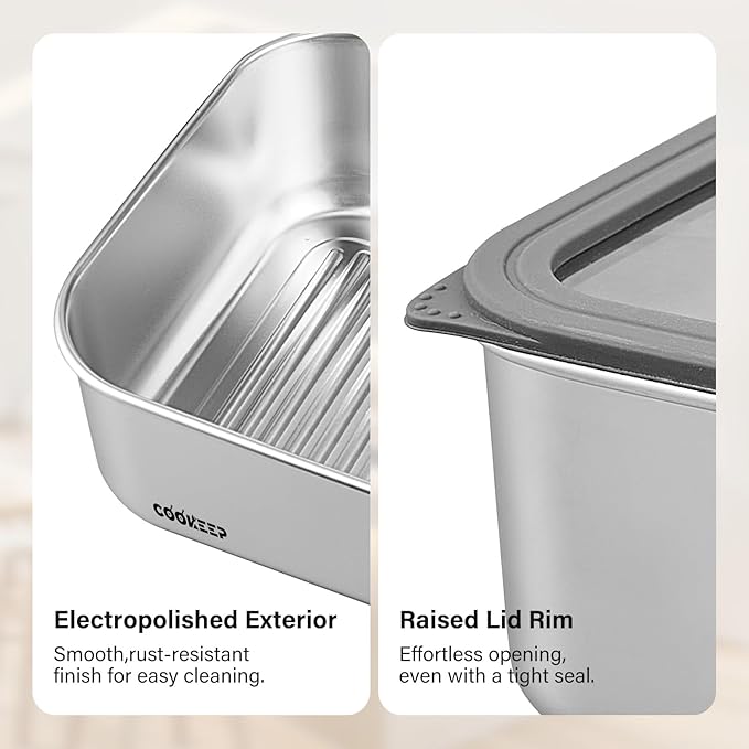 34oz/1000ml Stainless Steel Food Containers, Stainless Steel Containers with Lids,Snack Containers,Lunch Box,Easy Clean,Airtight&Leakproof for Kitchen Storage,Dishwasher safe,BPA-Free