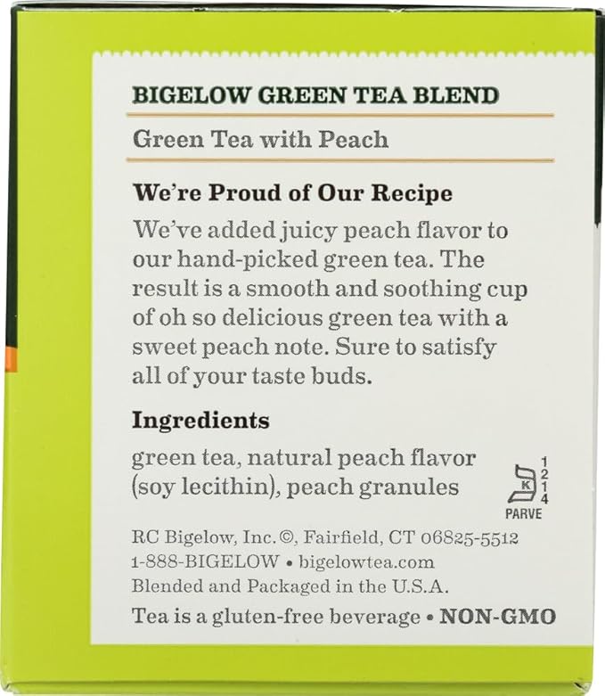 Bigelow Green Tea with Peach 20 ea (Pack of 2)