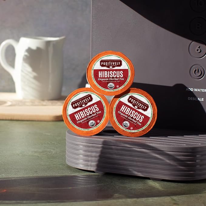 Organic Positively Tea Company, Hibiscus Herbal Tea, K-Cup Compatible, 96 Pods