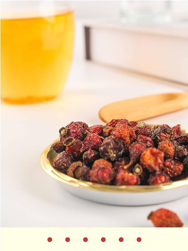 GLDNT Organic Rosehips Tea, Premium Dried Organic Rose Hips Tea Loose Leaf, Fruity Flavor and Aroma, Whole, Caffeine Free, 16oz