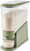UFORU Rice Dispenser 11Lbs, Slim Rice Storage Container for Small Space, BPA-Free Clear Dry Food Dispenser Sealed Moisture Proof, Grain&Cereal Storage Bucket for Kitchen Pantry Household,Green
