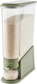 UFORU Rice Dispenser 22Lbs, Slim Rice Storage Container for Small Space, BPA-Free Clear Dry Food Dispenser Sealed Moisture Proof, Grain&Cereal Storage Bucket for Kitchen Pantry Household, Green 22Lbs