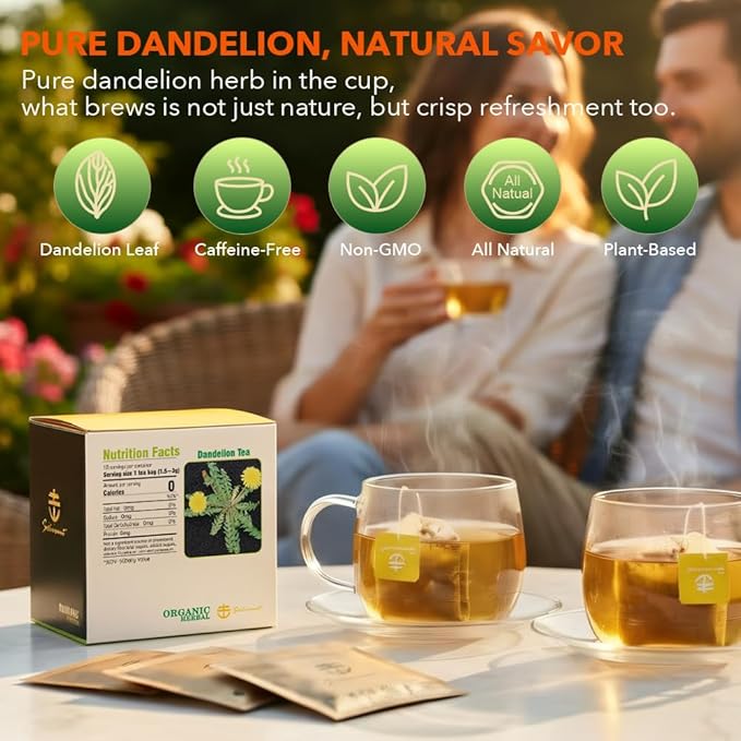 Soilmount - Dandelion Tea - |Dandelion Leaves|pu gong ying|蒲公英| - Pure Herbal Tea - Natural, Organic, Non-GMO, Clean Ingredients, Caffeine Free (18 Tea Bags, Box 1)
