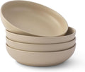 JoyJolt Mesa 40oz Stoneware Serving and Soup Bowls - Set of 4, Large Salad and Pho Bowls, Dishwasher and Microwave Safe, Aesthetic Kitchen Essentials - Matte Beige