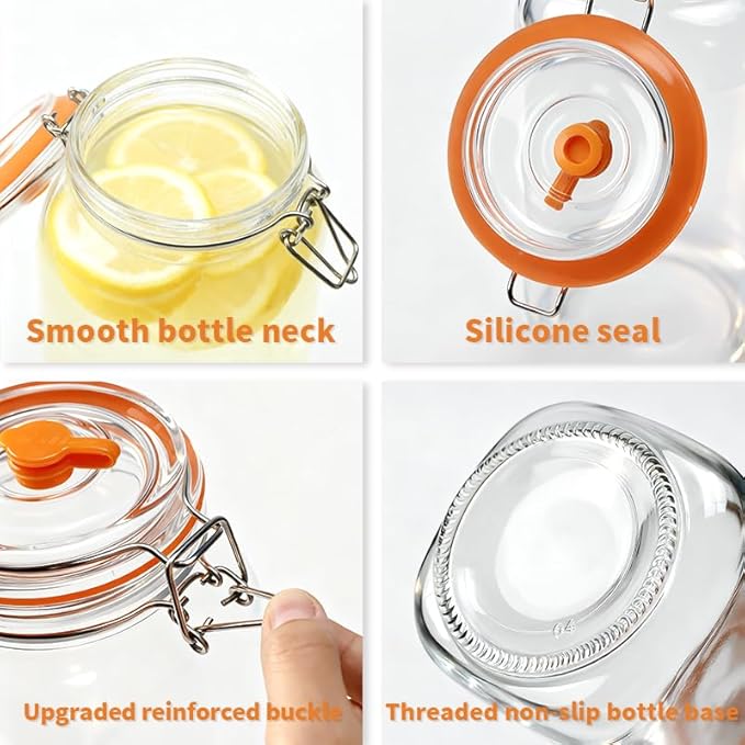 2L Fermentation Jars 3 Pack - Kimchi Container with Airlock - Fermenting Jar - Pickling Jars with Lids
