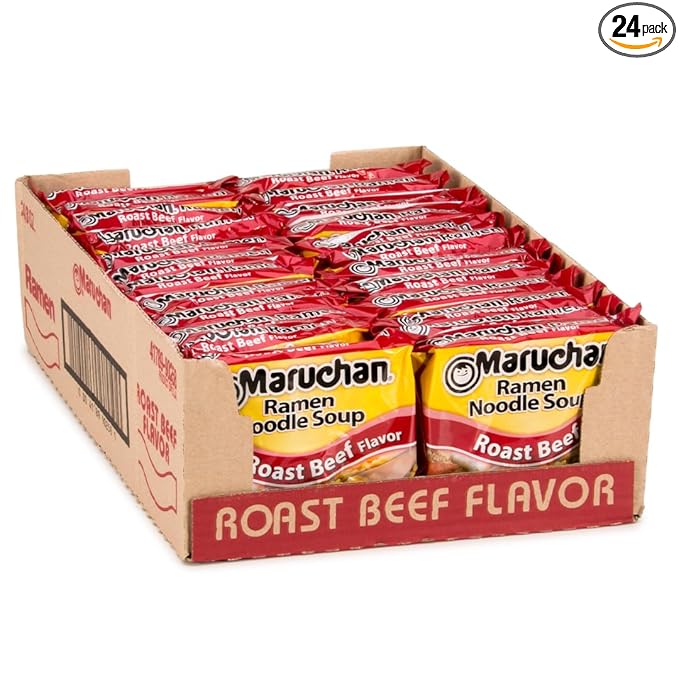 Maruchan Ramen Noodle Soup, Roast Beef Flavor – Japanese-Style Instant Noodles, Quick & Easy Meal for Kids, Students and Busy Families – 3 Oz. (24 Pack)