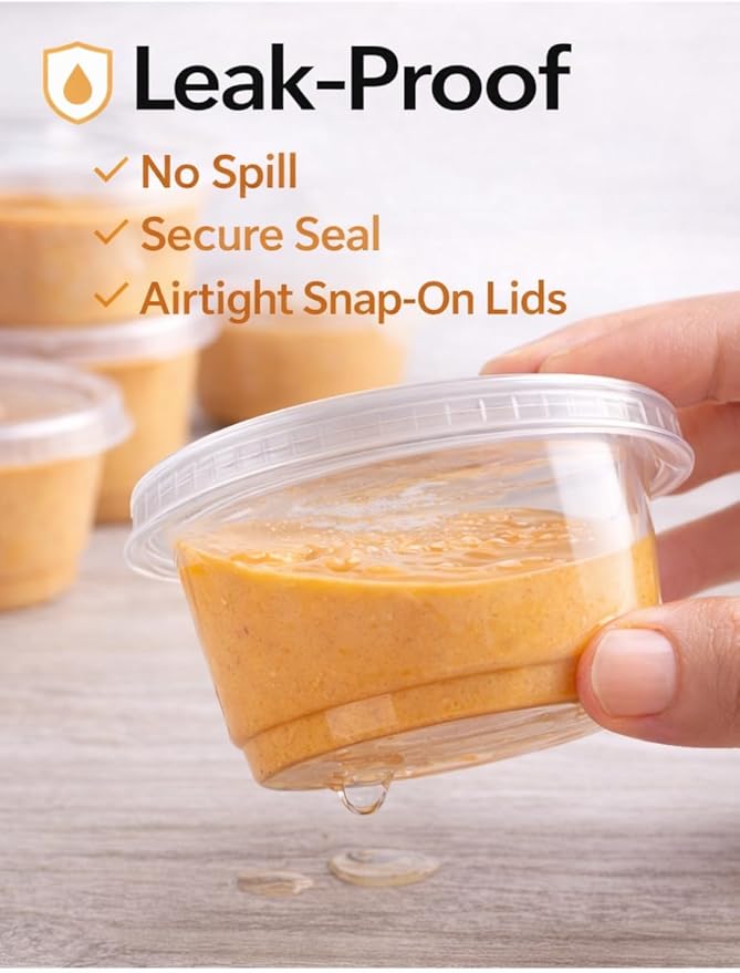 4U'LIFE 3.25oz Clear Plastic Souffle Cup/BPA Free Portion Cup With Lids-50 Sets